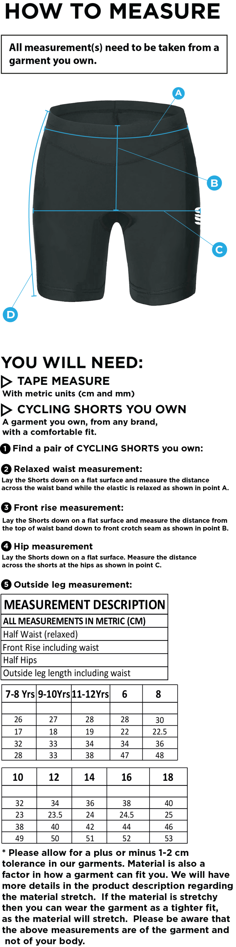 Bangor University - Dual Cycling Short - Women's Fit - Size Guide