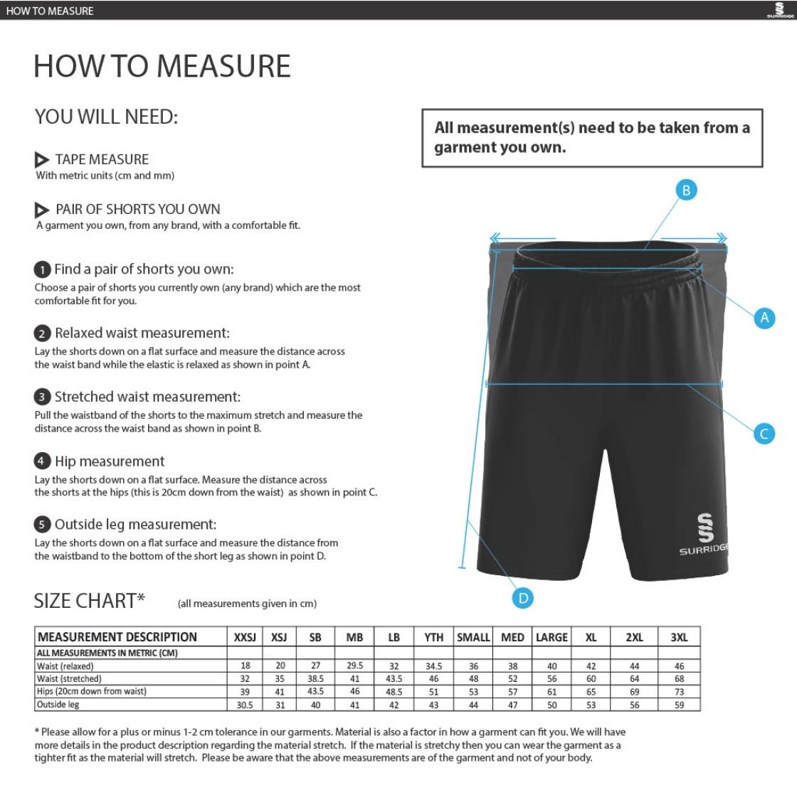 Bangor University - Fuse Short - Unisex Fit - Size Guide