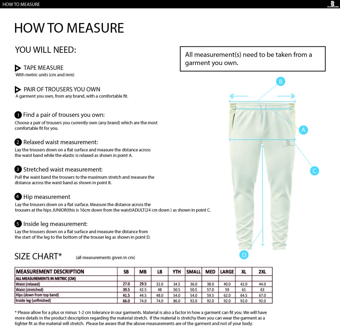 Bangor University - Active Playing Pant - Size Guide