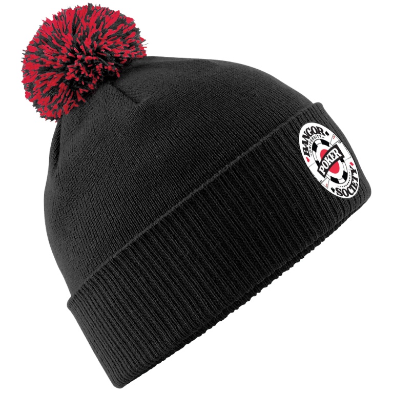 Bangor University - Poker Society - Snowstar Beanie - Black/Red