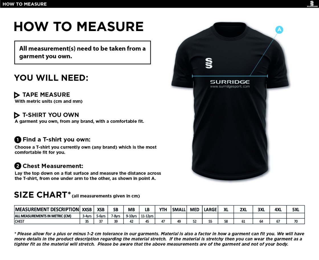 Bangor University - Ultimate Frisbee - Vest - Size Guide