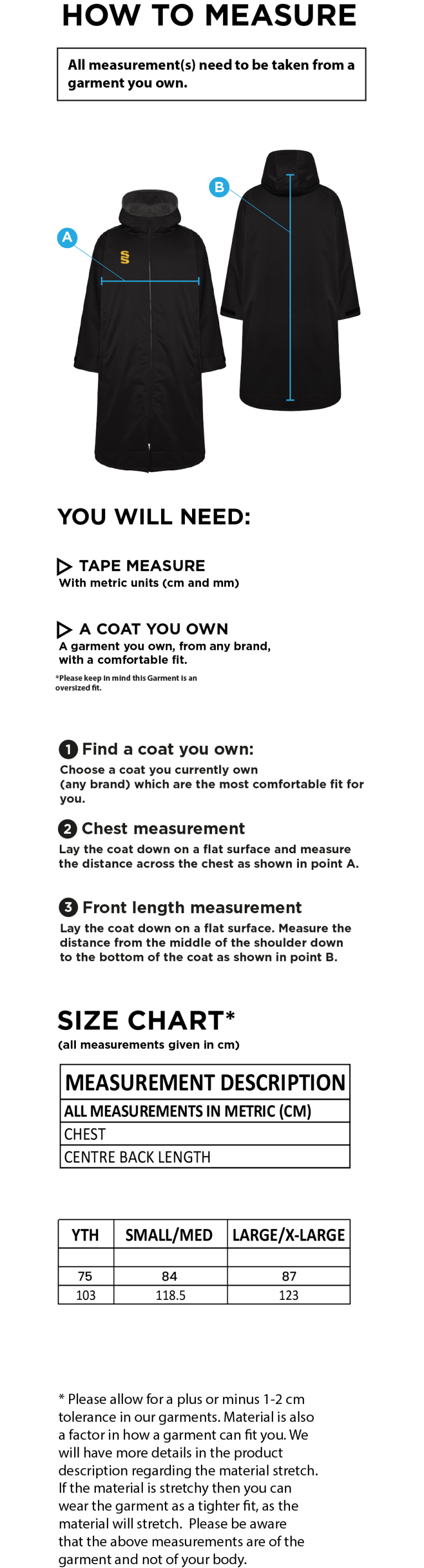 Bangor University - Wakeboard - Thermal Robe - Size Guide