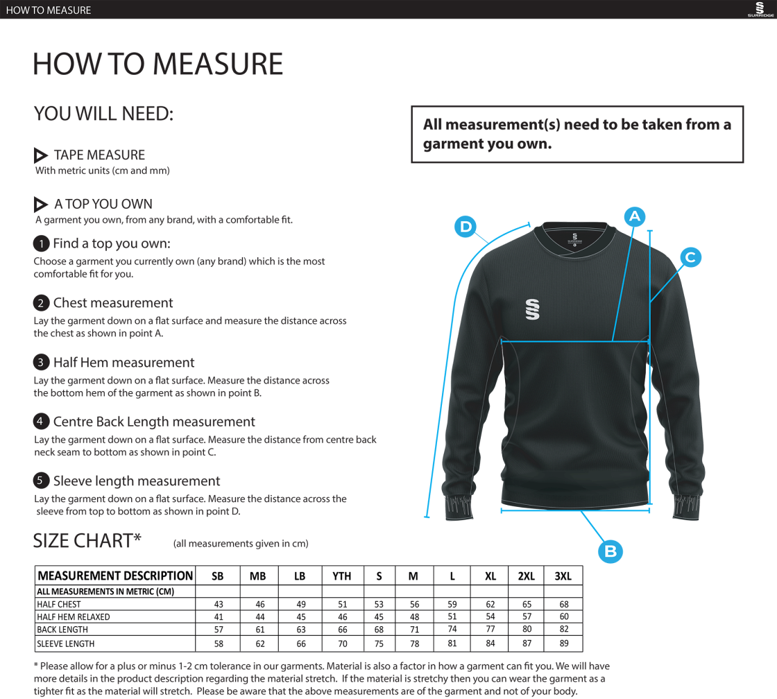 Bangor University - Men's Rugby Union - Run Out Top - Size Guide