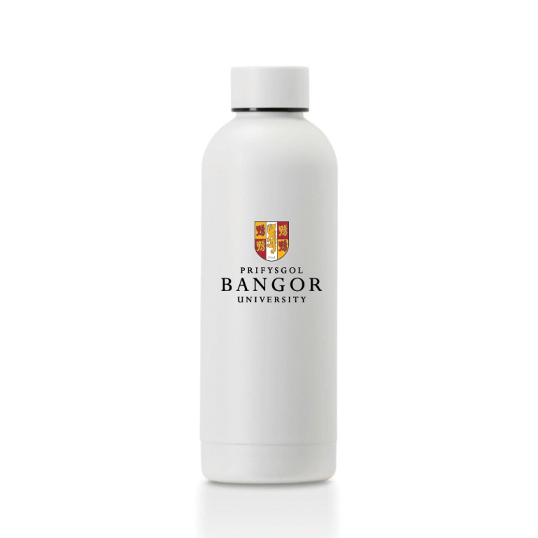 Bangor University - Stainless Steel Bottle - White - 500ML