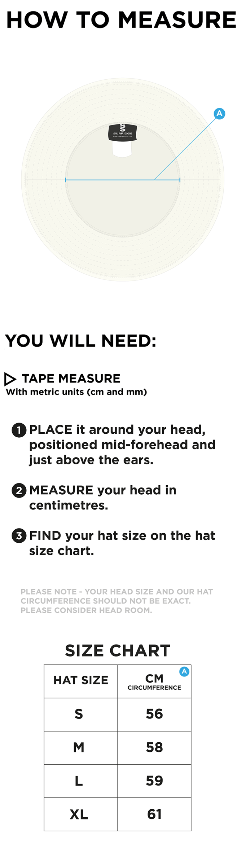 Bangor University - Floppy Hat - Size Guide