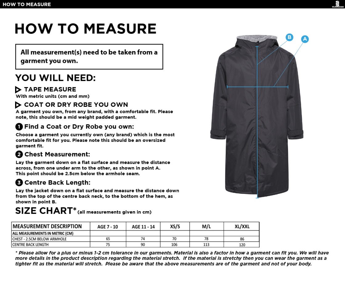Bangor University - Basketball Mens - Active Thermal Fleece Robe - Unisex Fit - Size Guide