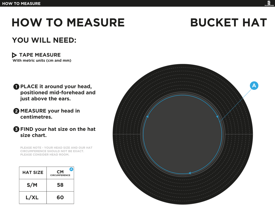 Bangor University - Dual Bucket Hat - Size Guide