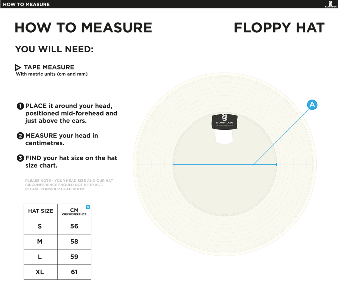 Bangor University - Floppy Hat - Size Guide